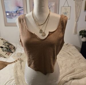 SHEIN Tan Ribbed Tank Top